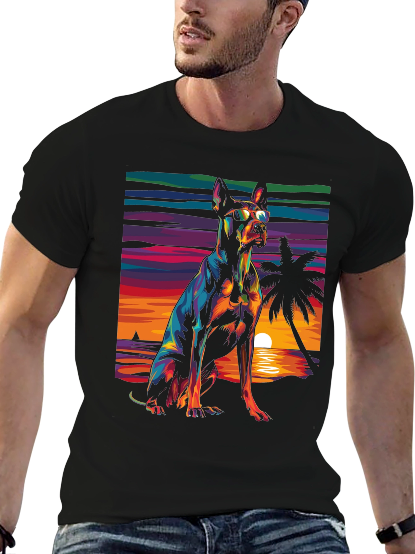 Dog Beach Sunset Graphic Tee