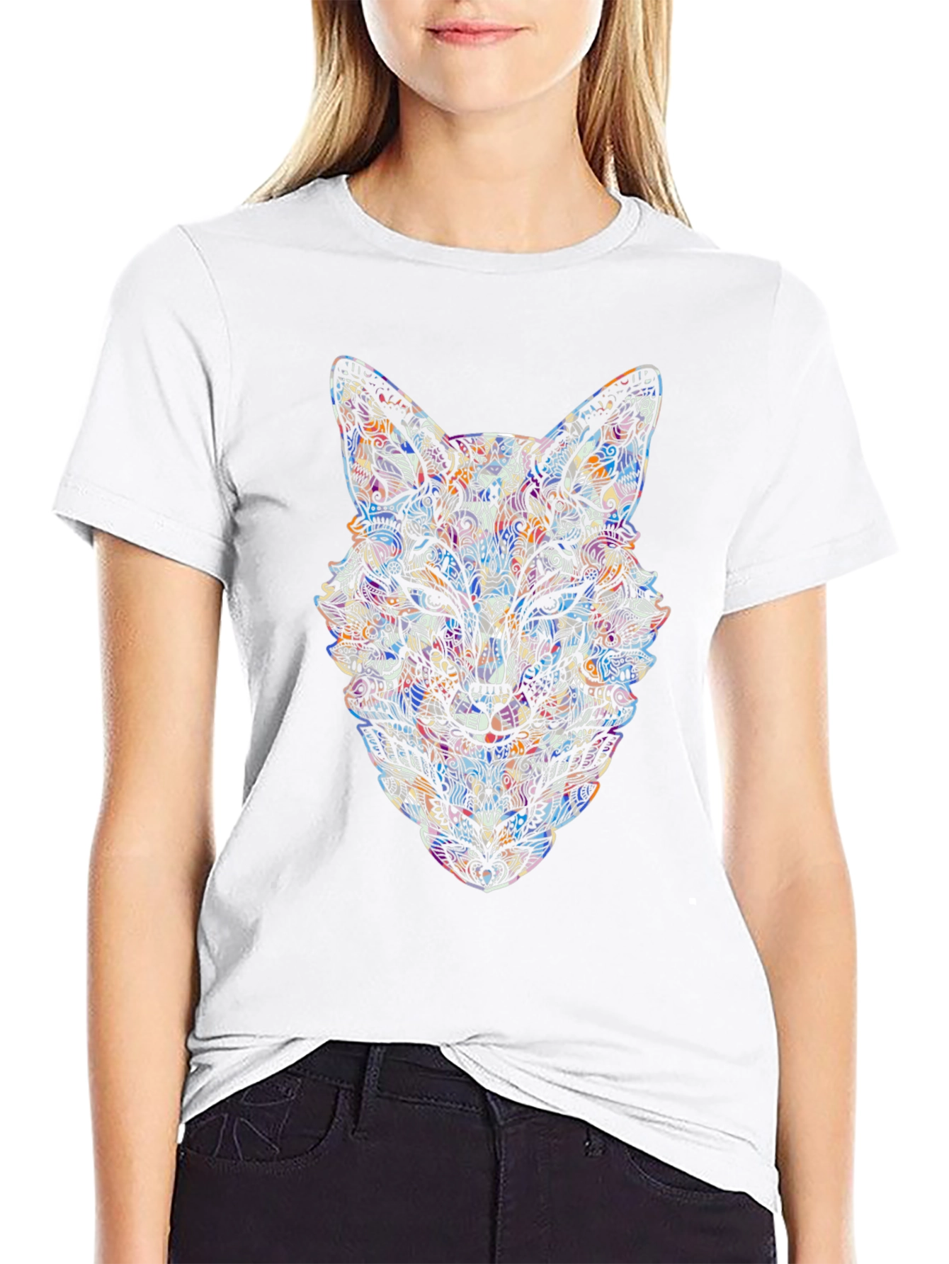 Abstract Fox Graphic Tee - Mens Black T-Shirt