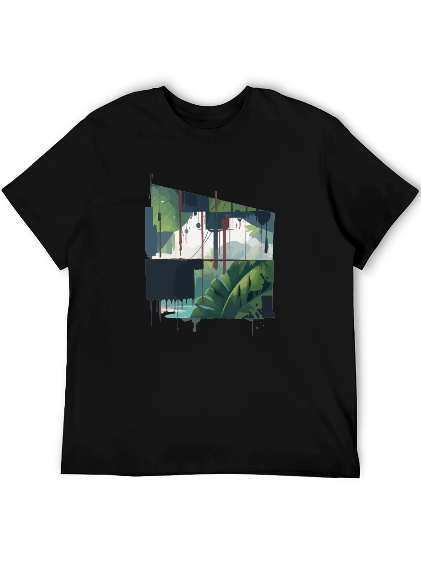 Tropical Graphic Print Crew Neck Tee