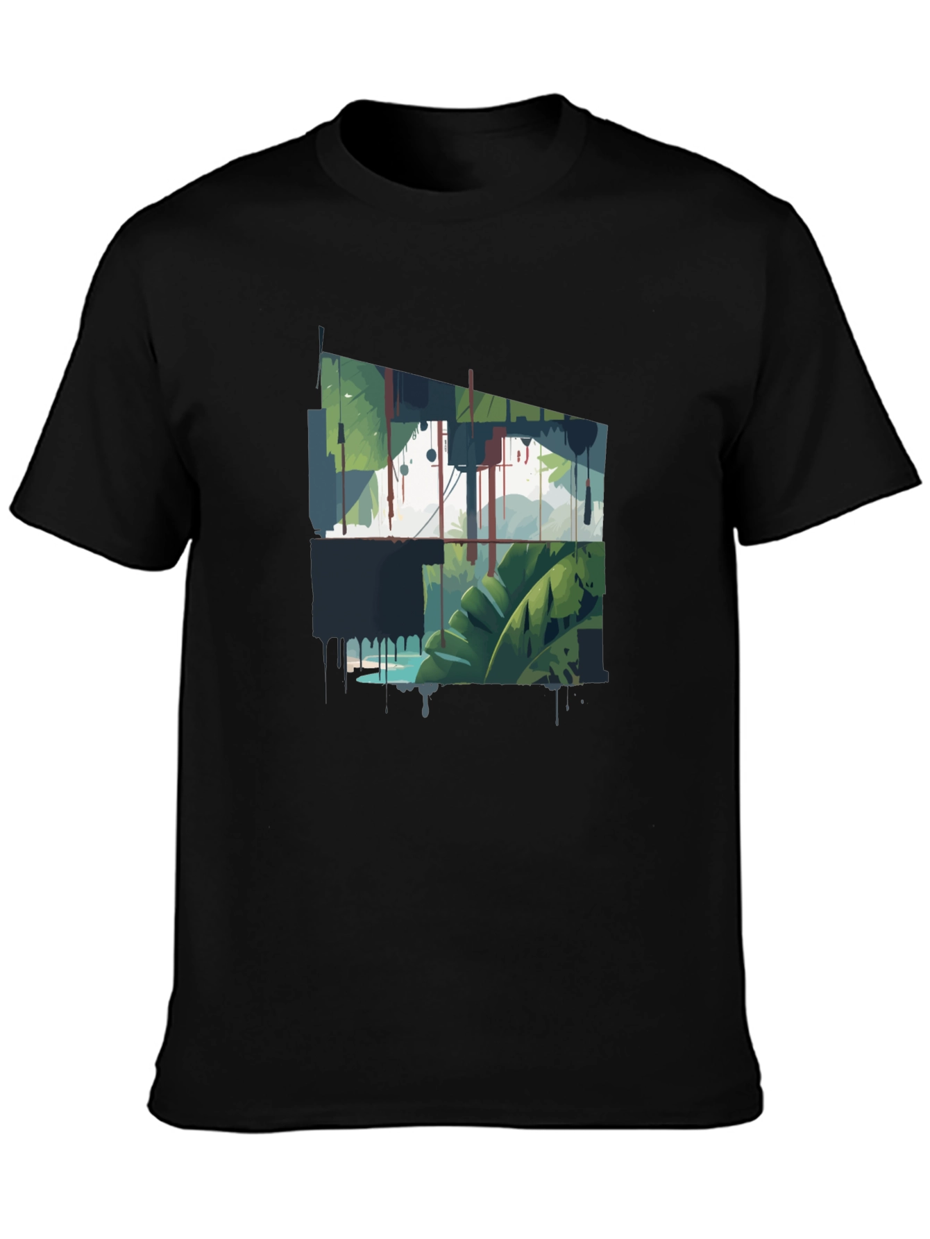 Tropical Graphic Print Crew Neck Tee