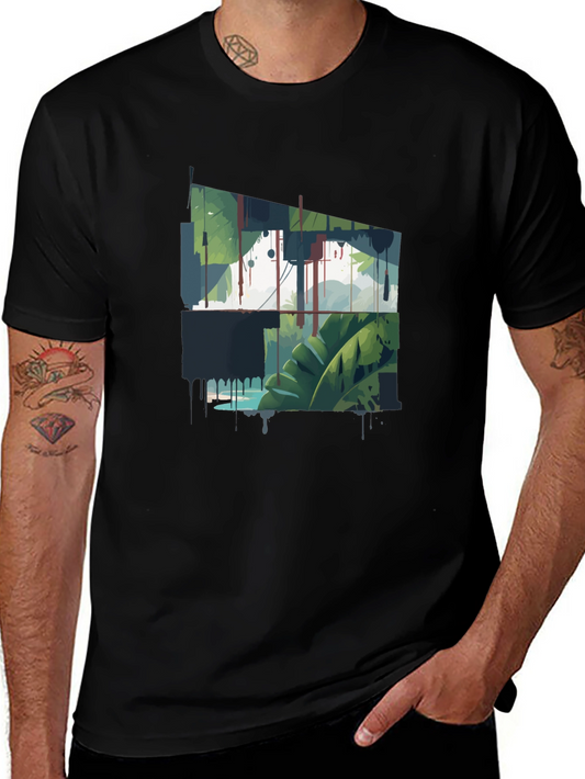 Tropical Graphic Print Crew Neck Tee