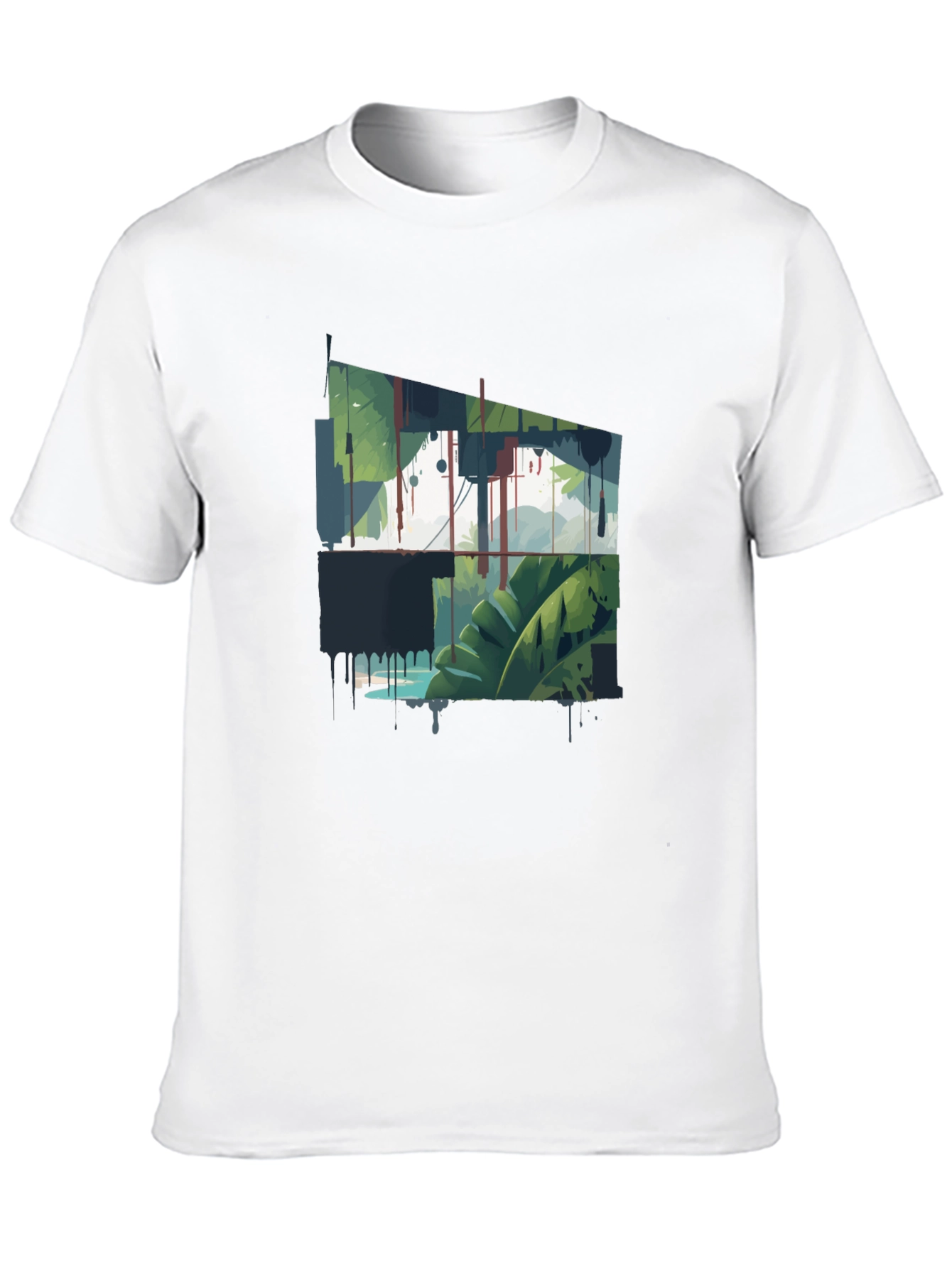 Tropical Graphic Print Crew Neck Tee
