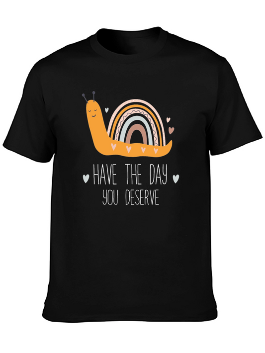 Cute Snail Rainbow Graphic Tee - Have the Day You Deserve Shirt