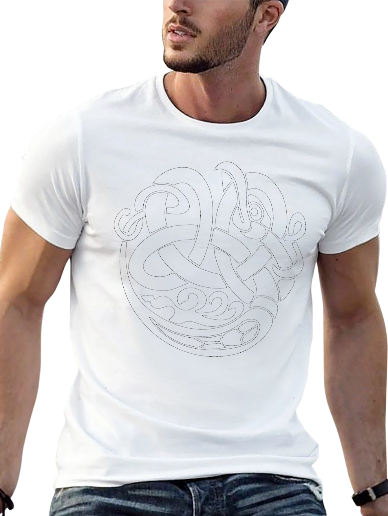 Mens Black Graphic Tee - Celtic Knot Design
