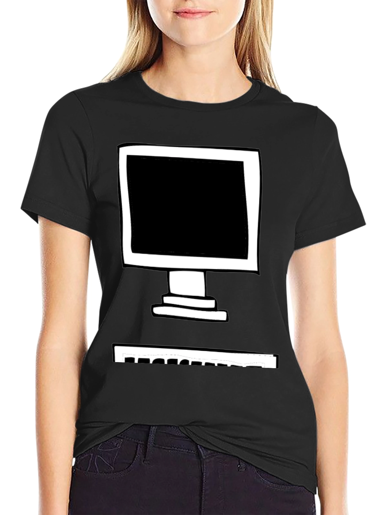 Retro Computer Graphic Tee - Black Cotton