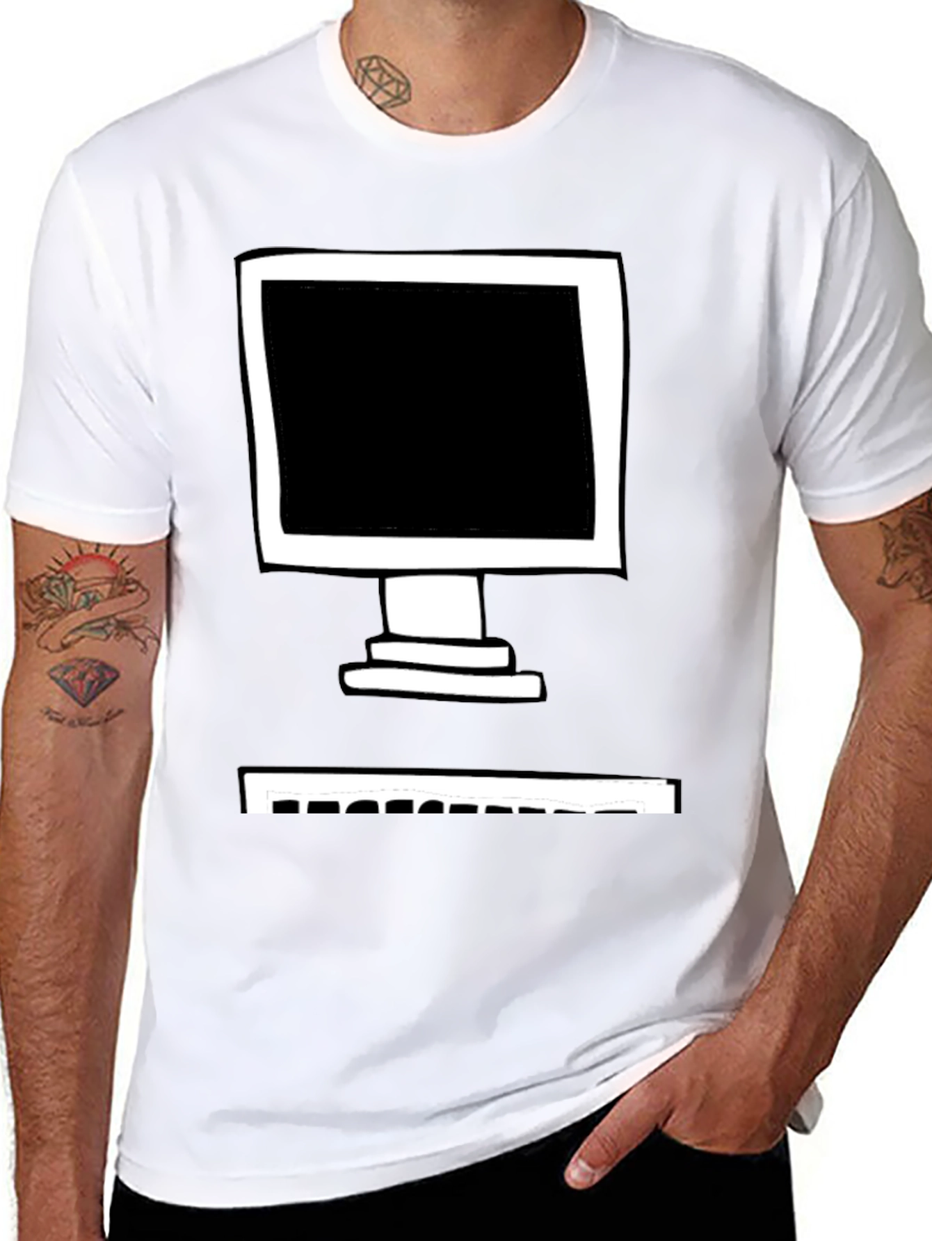 Retro Computer Graphic Tee - Black Cotton