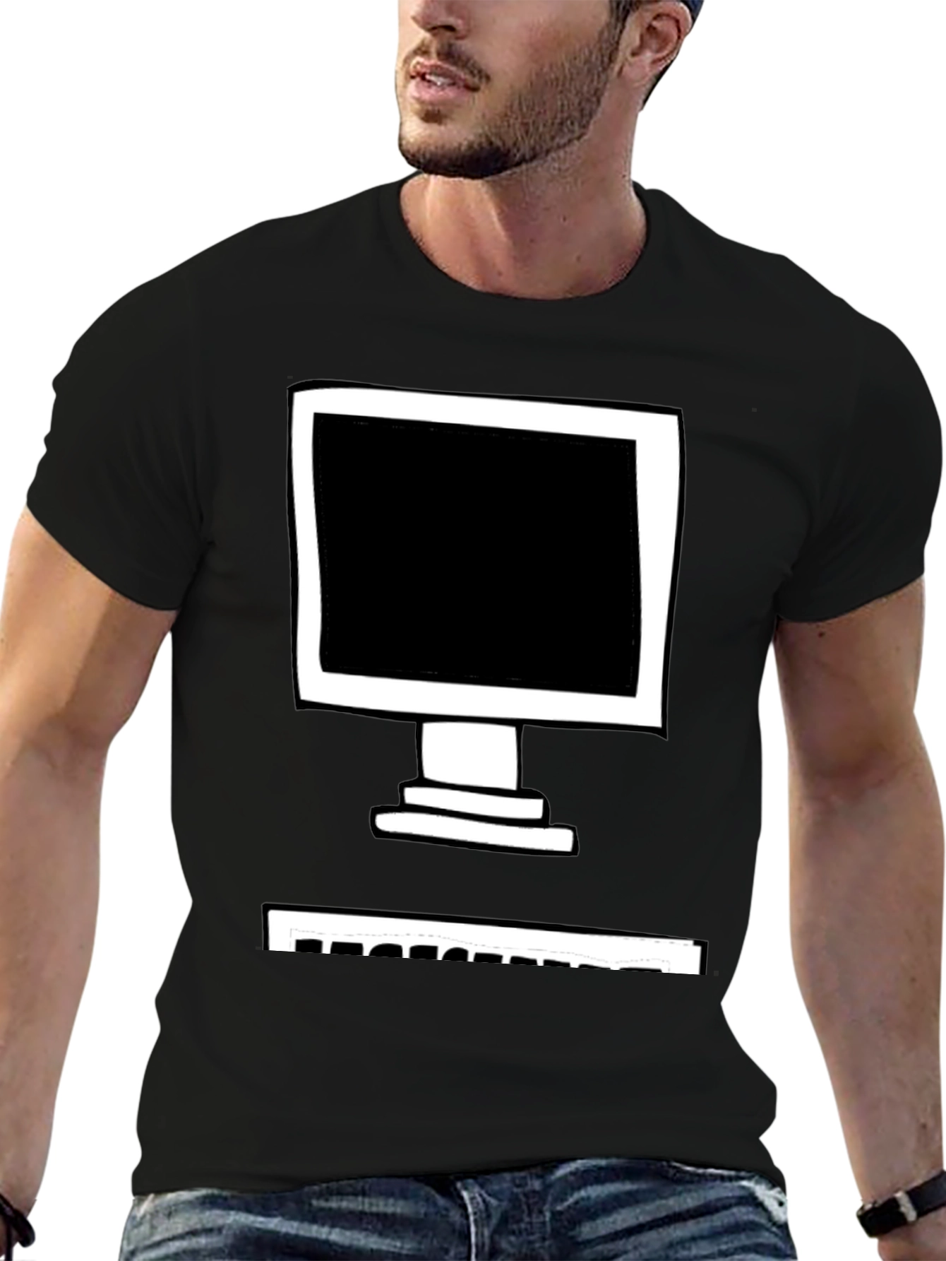 Retro Computer Graphic Tee - Black Cotton