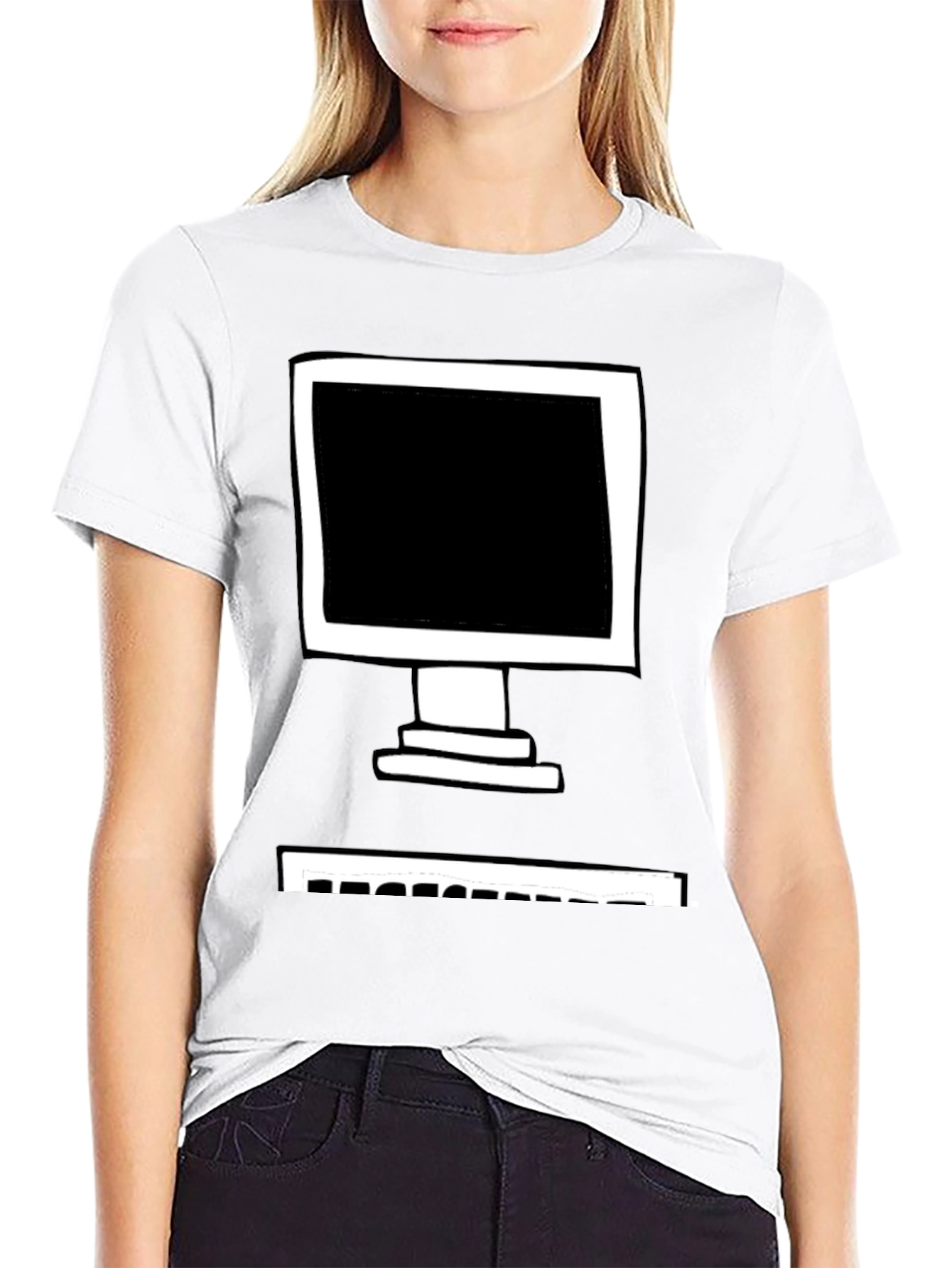 Retro Computer Graphic Tee - Black Cotton
