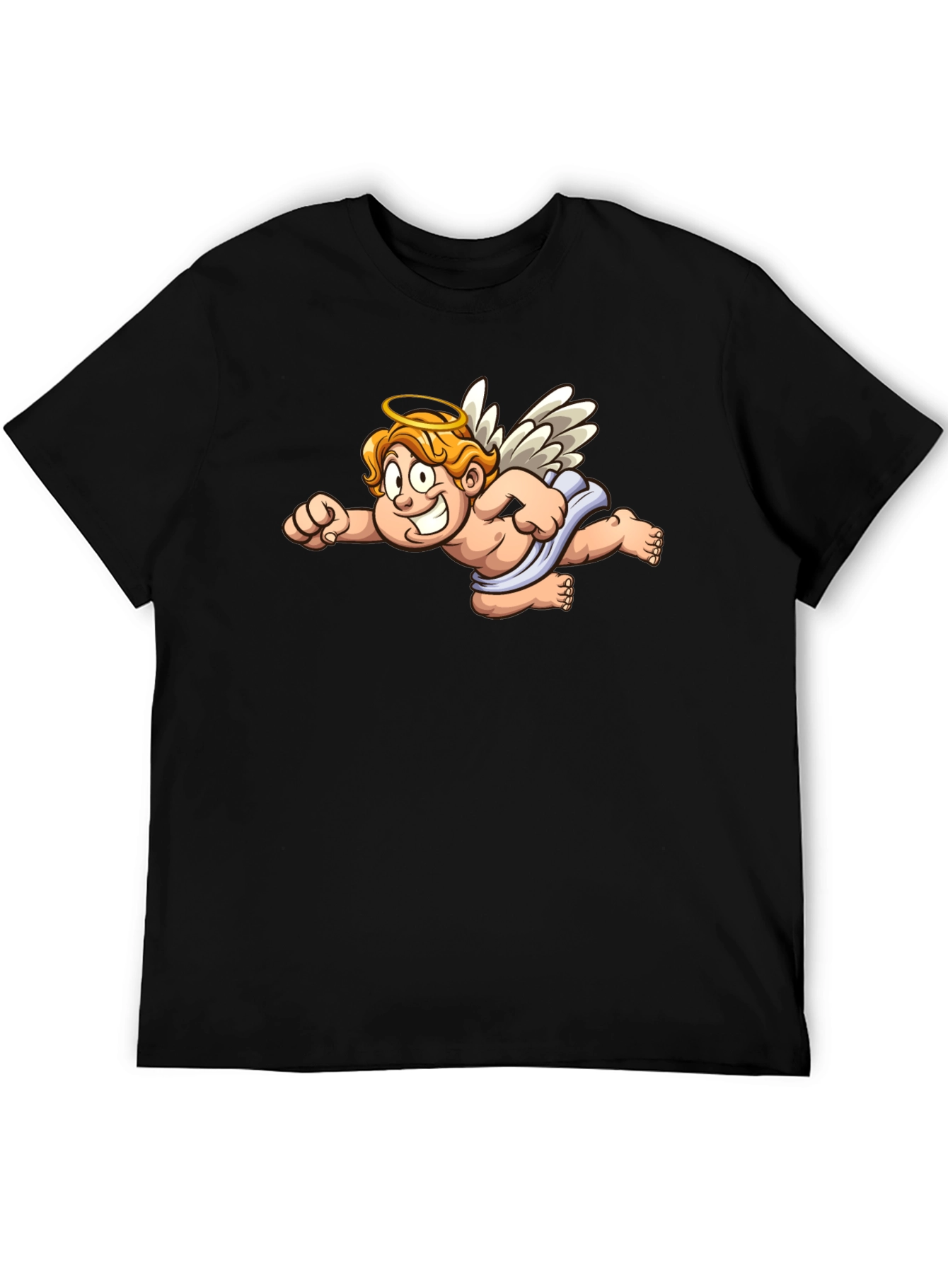 Angel Cartoon Graphic Black T-Shirt