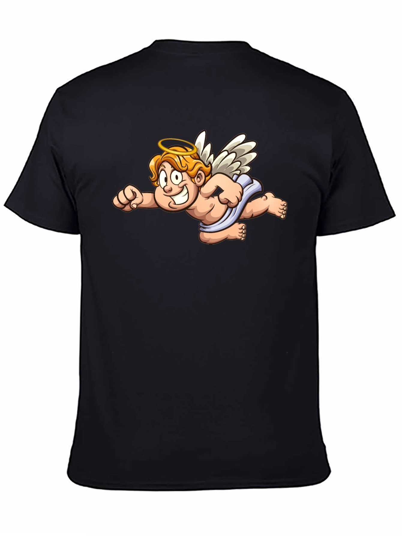 Angel Cartoon Graphic Black T-Shirt