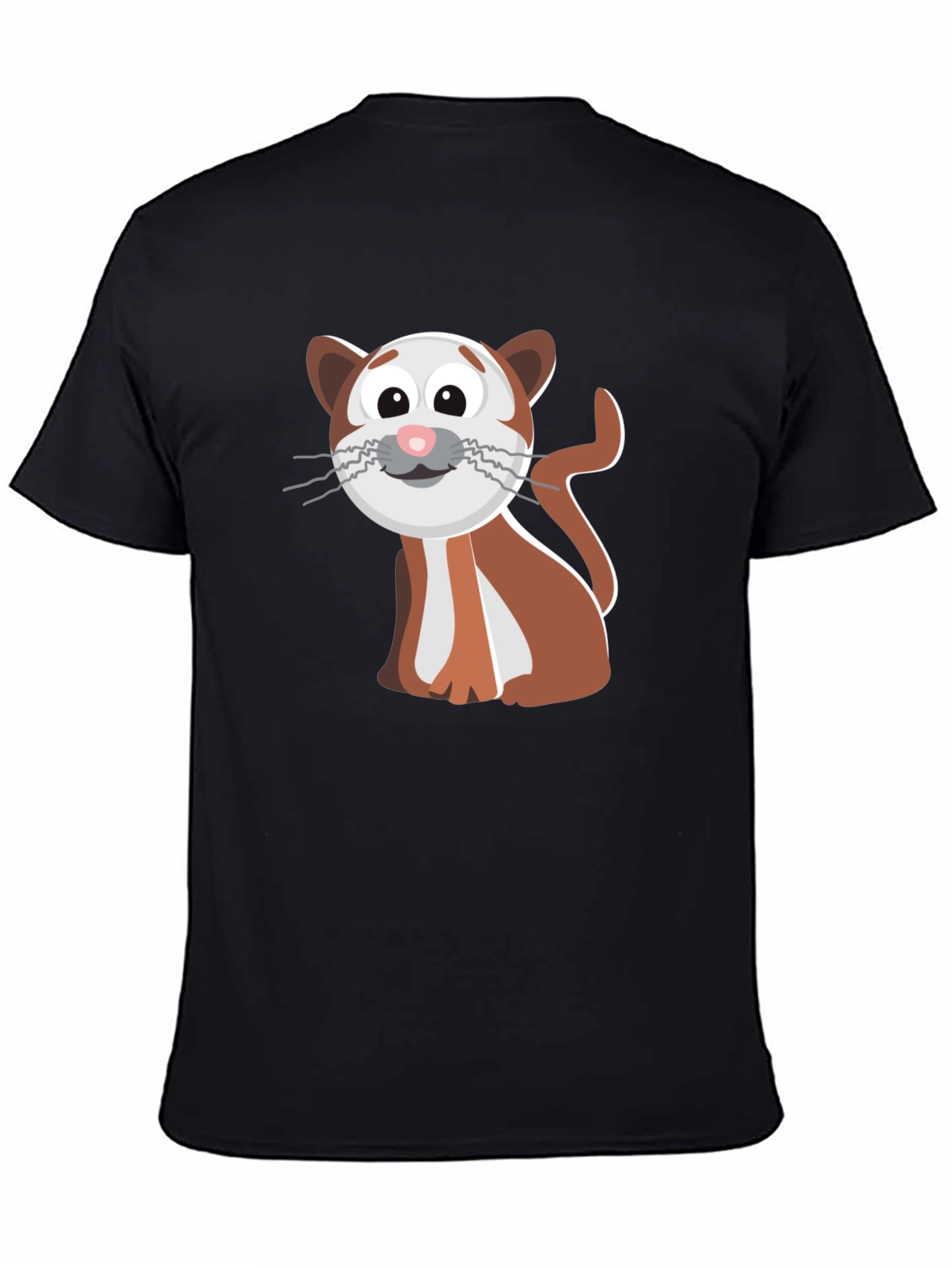 Cute Cartoon Cat Graphic Tee - Black T-Shirt