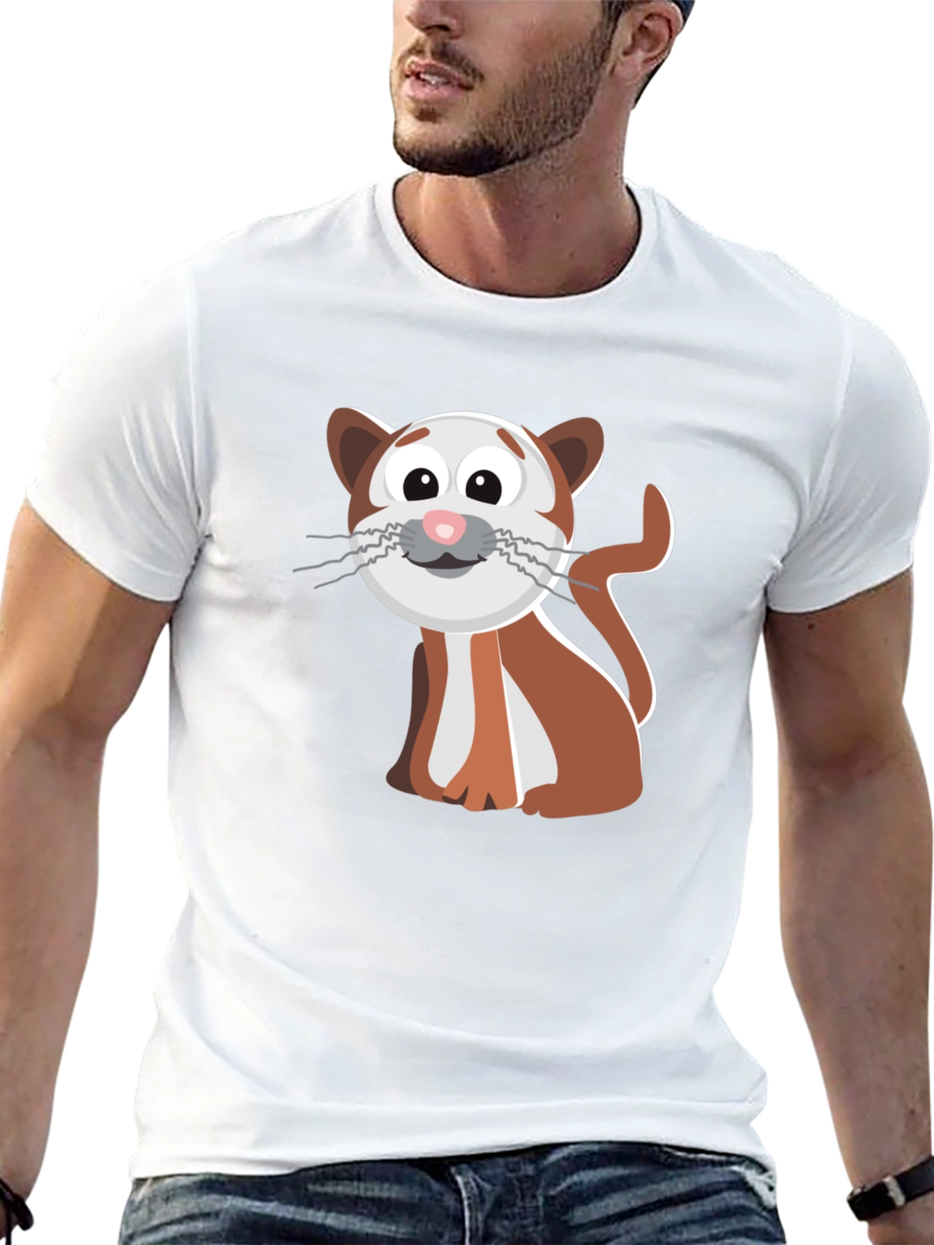 Cute Cartoon Cat Graphic Tee - Black T-Shirt