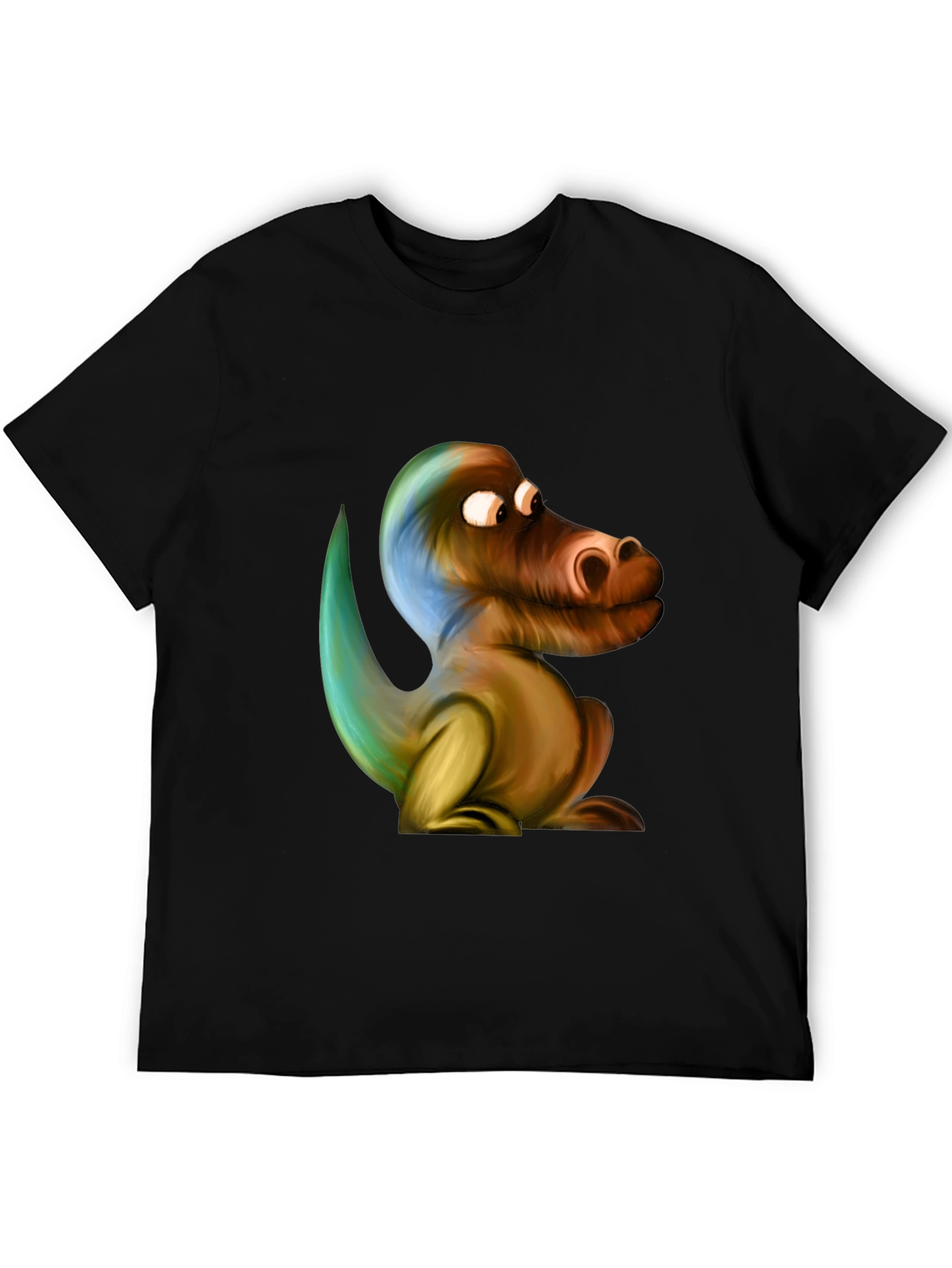 Cartoon Dinosaur Graphic Black T-Shirt