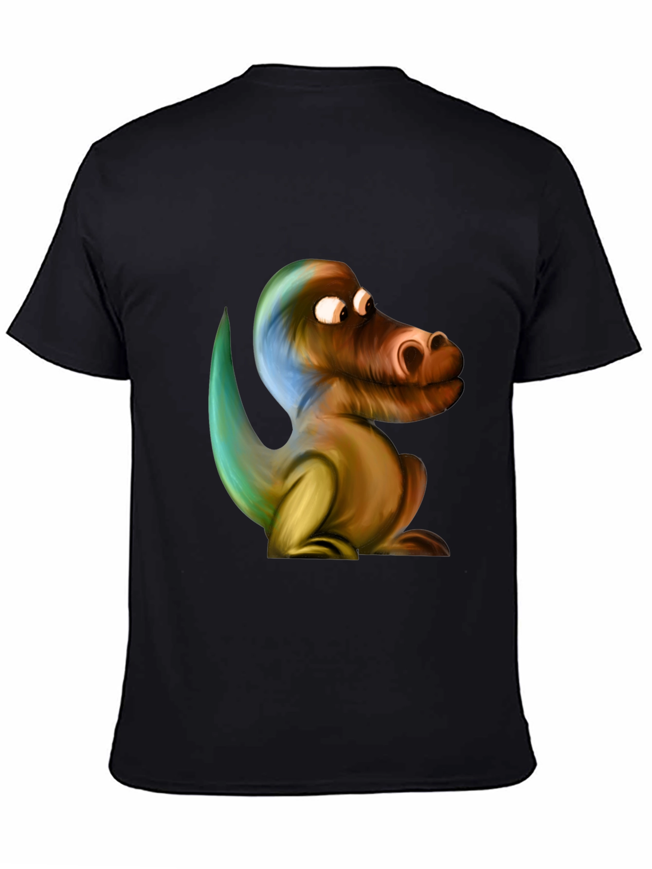 Cartoon Dinosaur Graphic Black T-Shirt