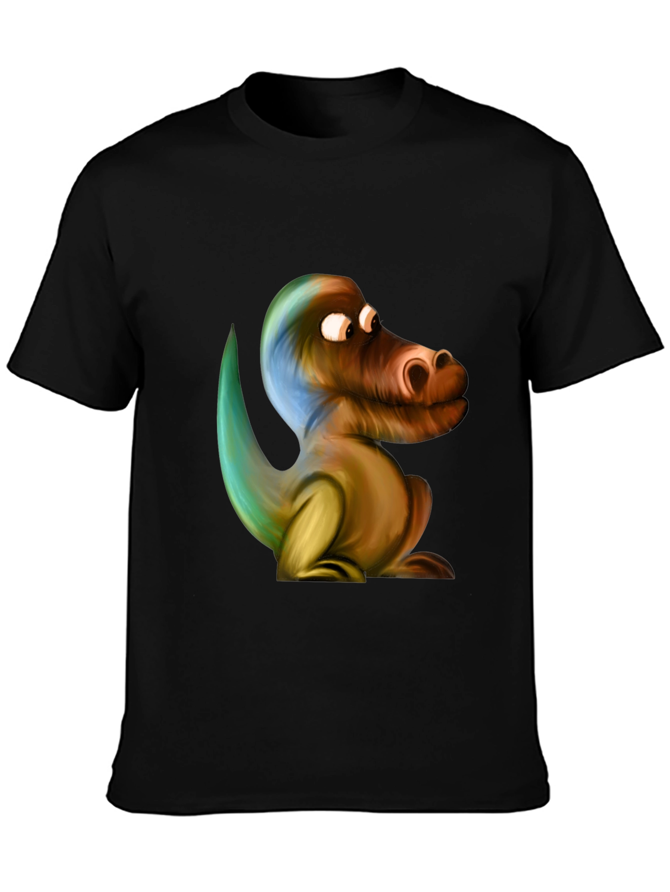 Cartoon Dinosaur Graphic Black T-Shirt