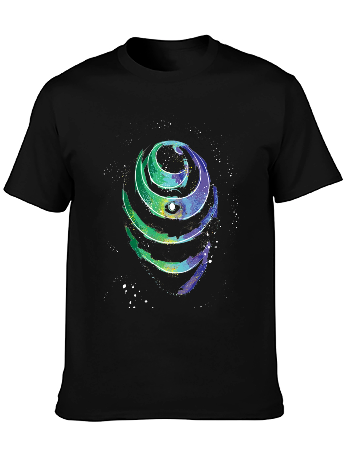 Cosmic Spiral Graphic Tee - Black Cotton T-Shirt