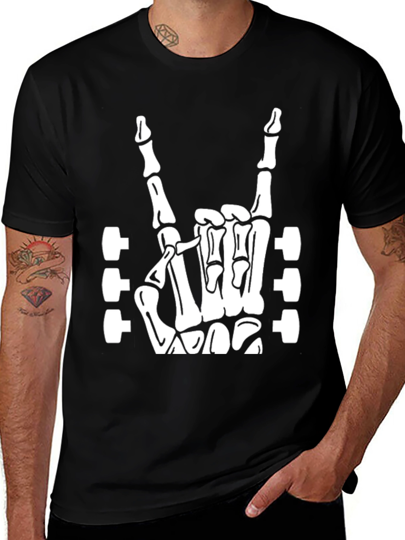 Rock On Skeleton Hand T-Shirt
