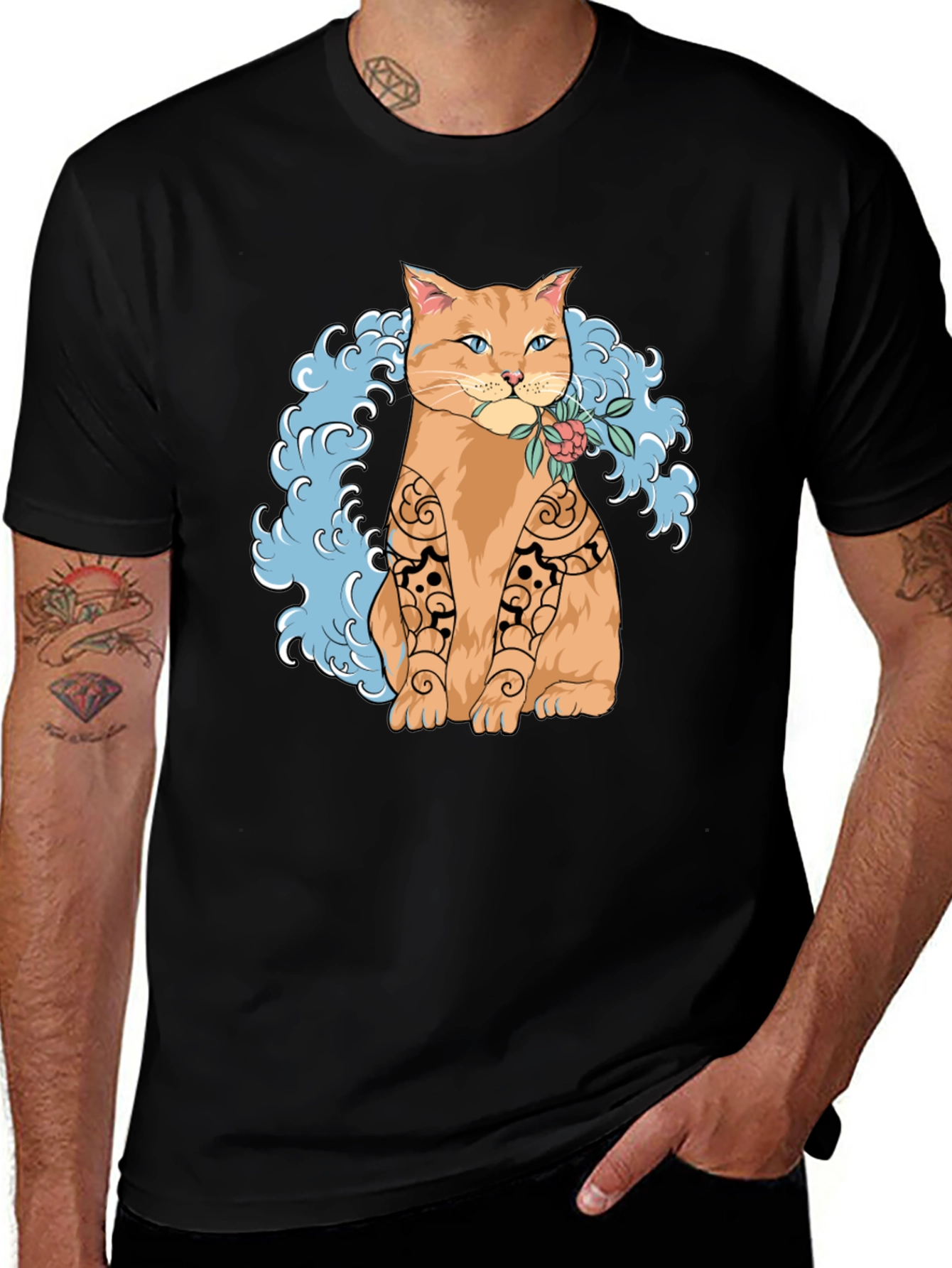Cat Tattoo Art Graphic T-Shirt
