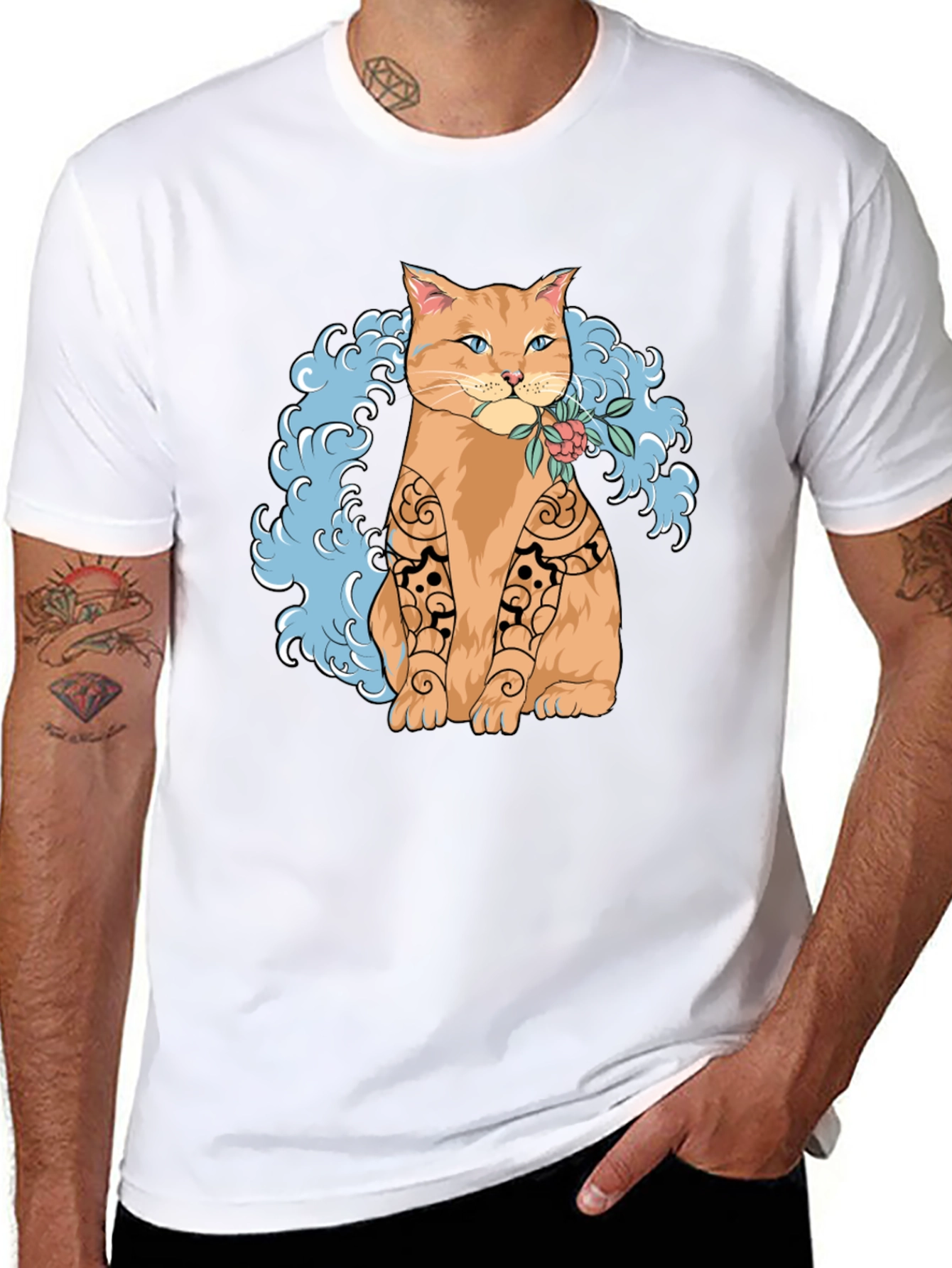 Cat Tattoo Art Graphic T-Shirt