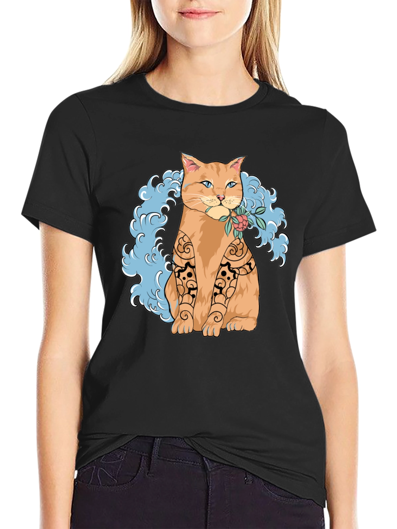 Cat Tattoo Art Graphic T-Shirt