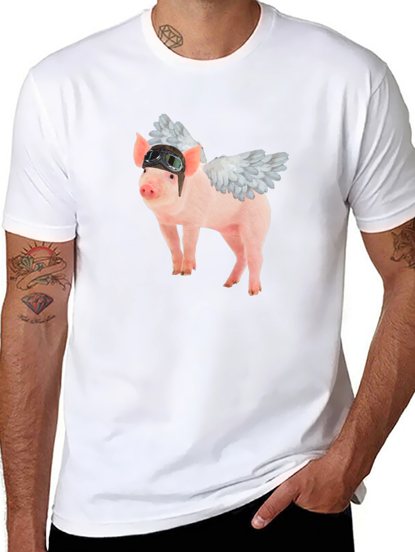 Flying Pig Aviator Black T-Shirt