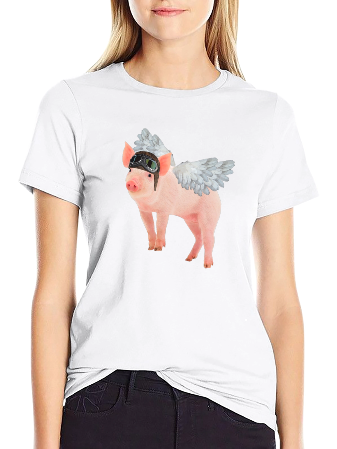 Flying Pig Aviator Black T-Shirt
