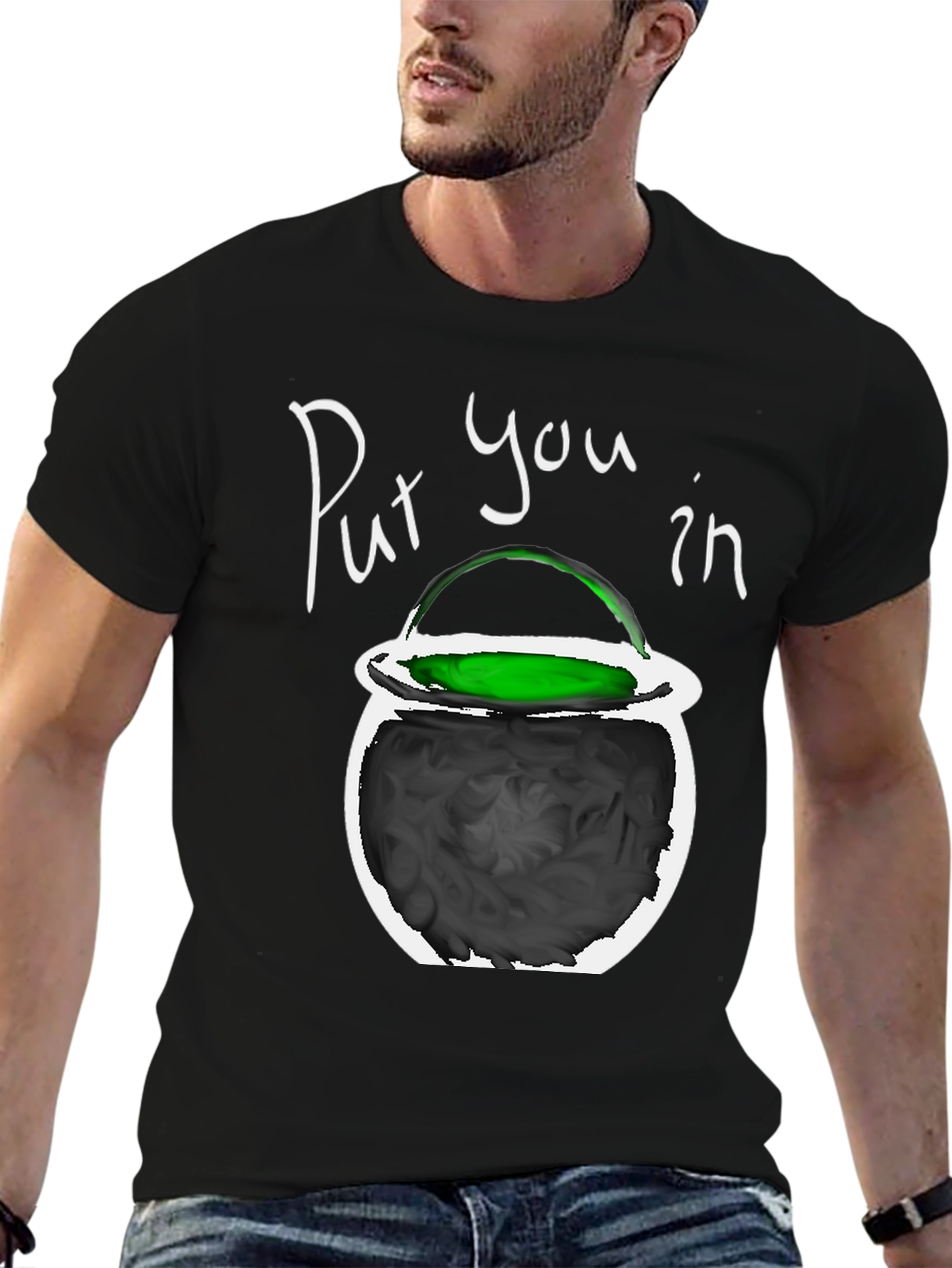 Halloween Cauldron Graphic Tee - Spooky Season Shirt