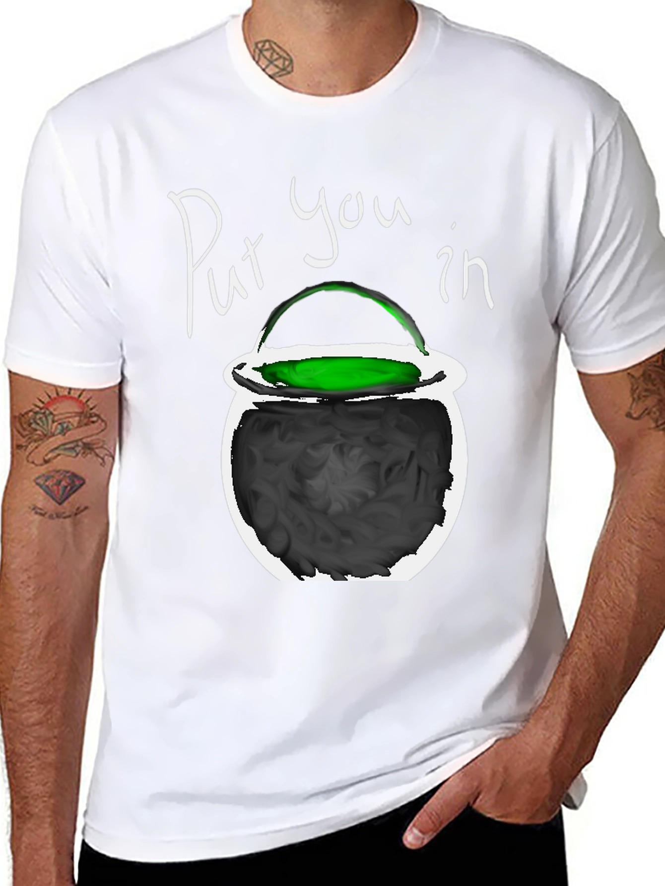 Halloween Cauldron Graphic Tee - Spooky Season Shirt