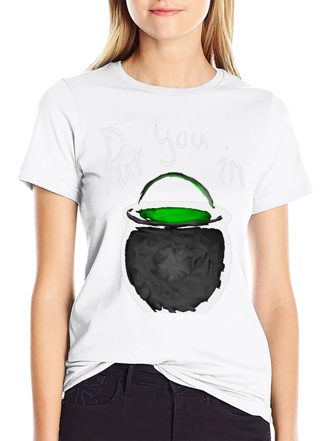 Halloween Cauldron Graphic Tee - Spooky Season Shirt