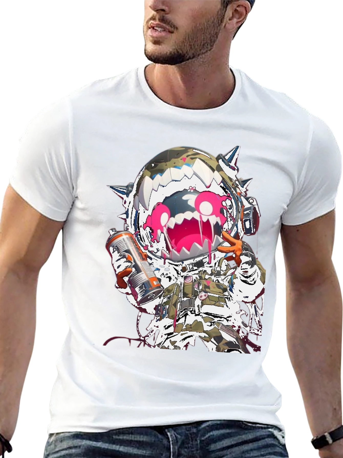 Monster Astronaut Graphic Black T-Shirt