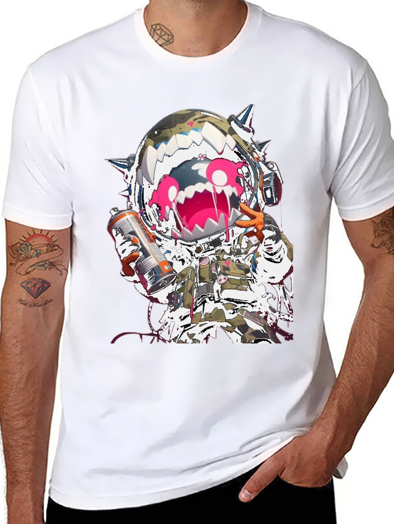 Monster Astronaut Graphic Black T-Shirt