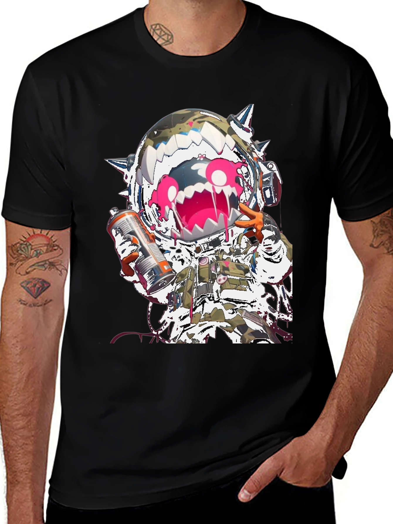 Monster Astronaut Graphic Black T-Shirt