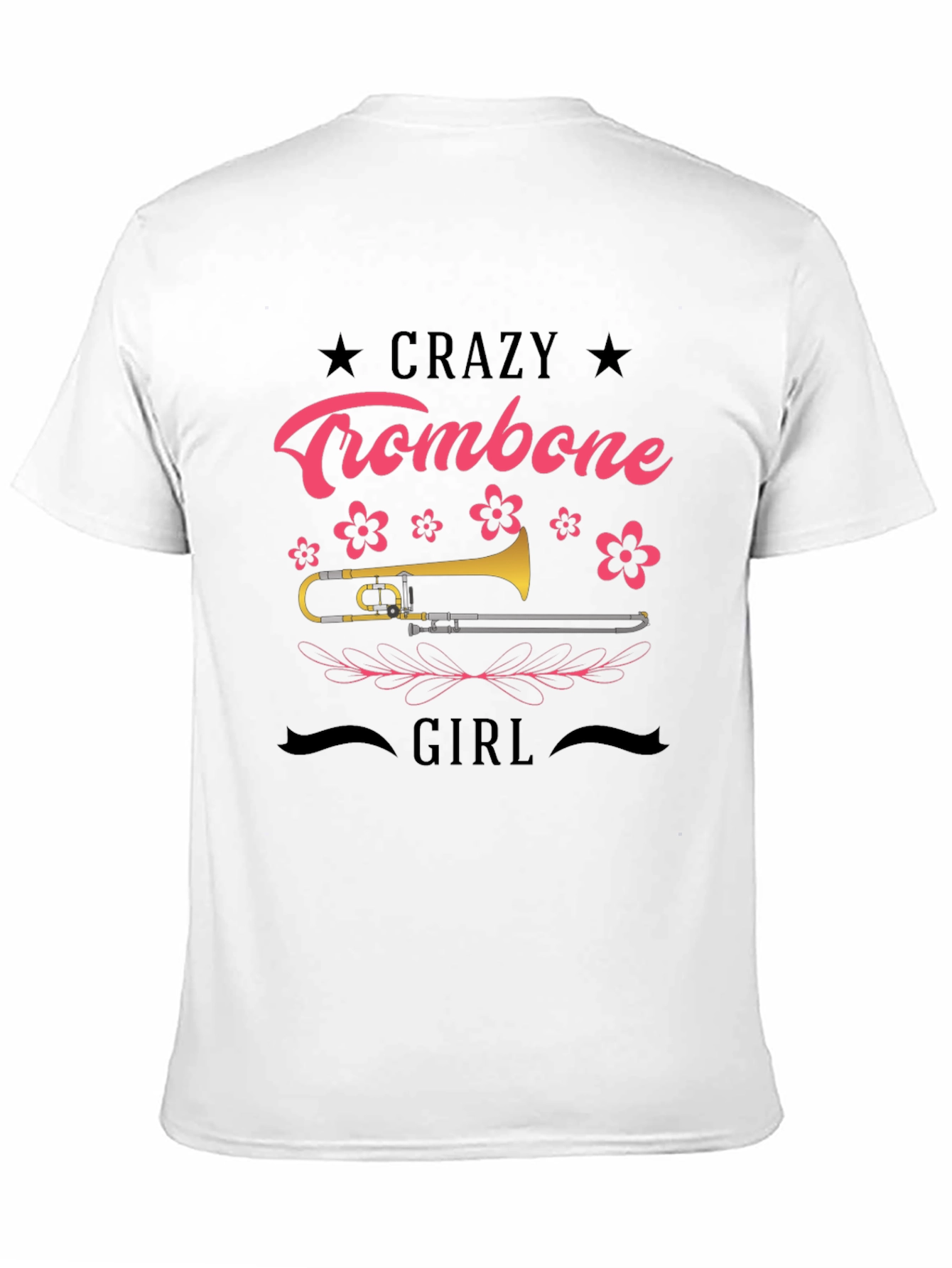 Crazy Trombone Girl Black T-Shirt