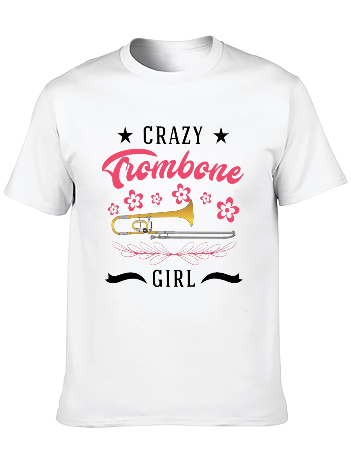 Crazy Trombone Girl Black T-Shirt