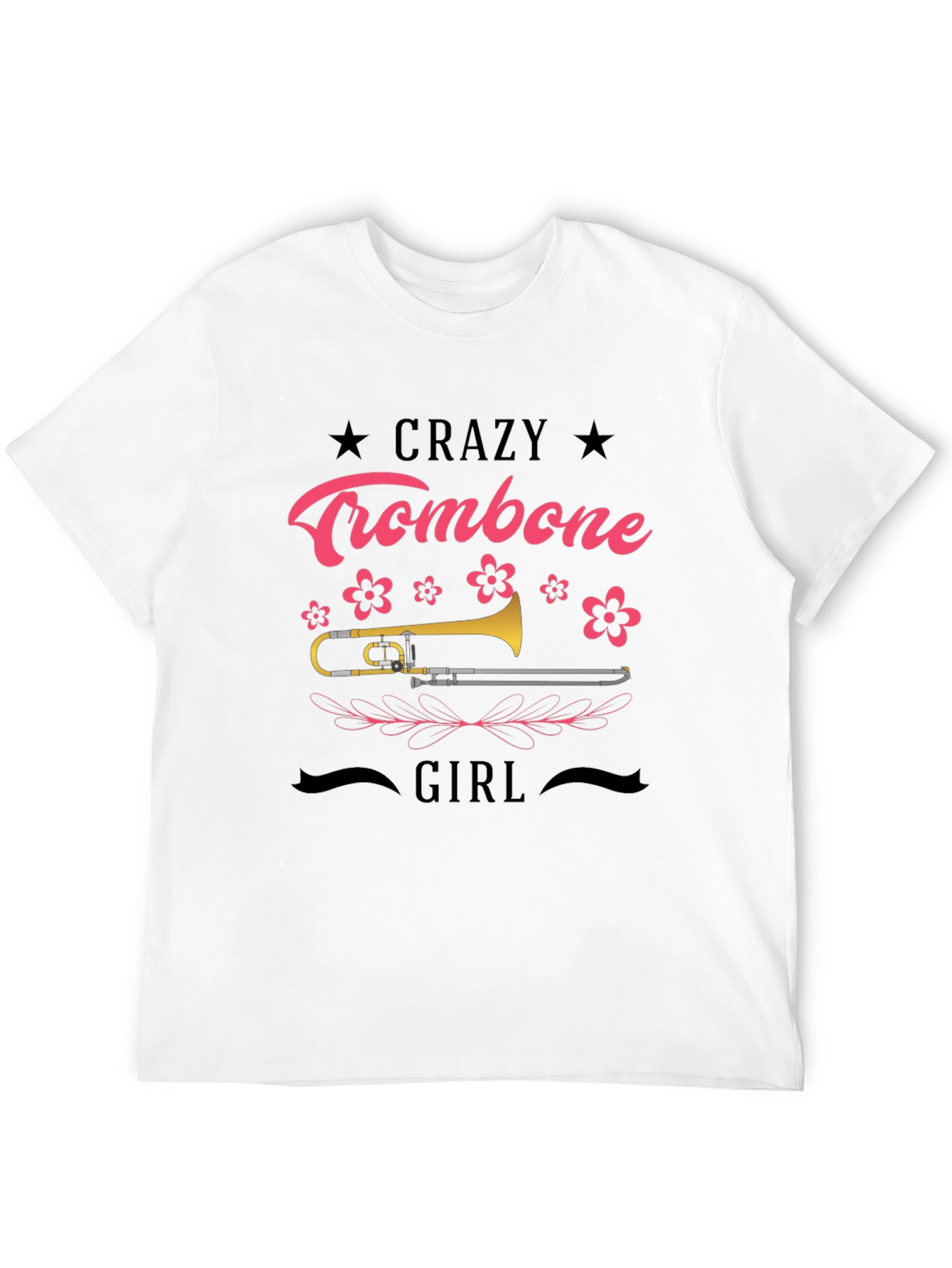 Crazy Trombone Girl Black T-Shirt