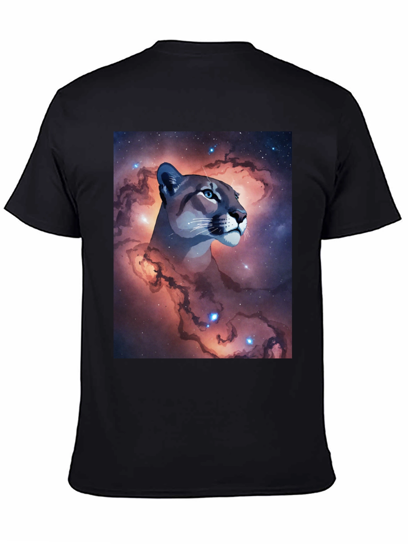 Cosmic Cougar Graphic Tee - Stylish Black T-Shirt