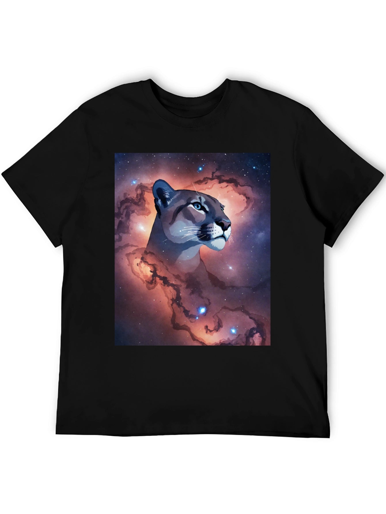 Cosmic Cougar Graphic Tee - Stylish Black T-Shirt
