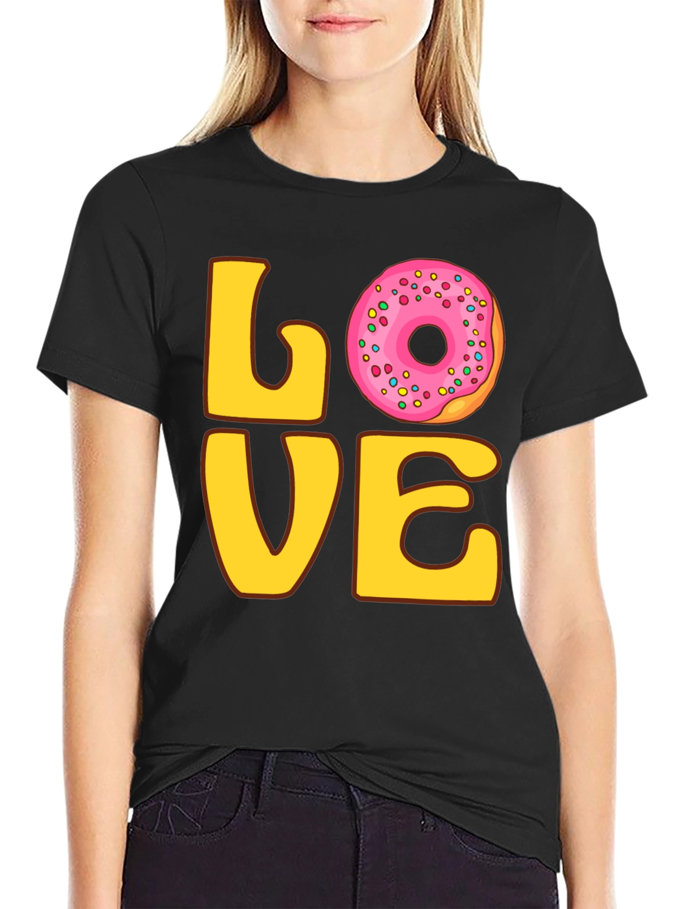 Love Donut Graphic T-Shirt - Casual Wear