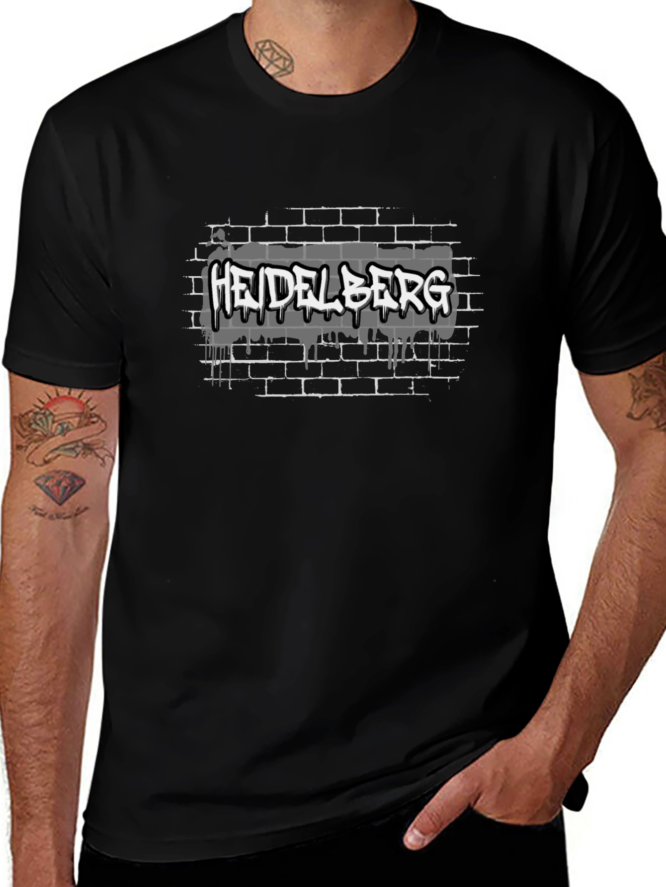 Heidelberg Graffiti Style Black T-Shirt
