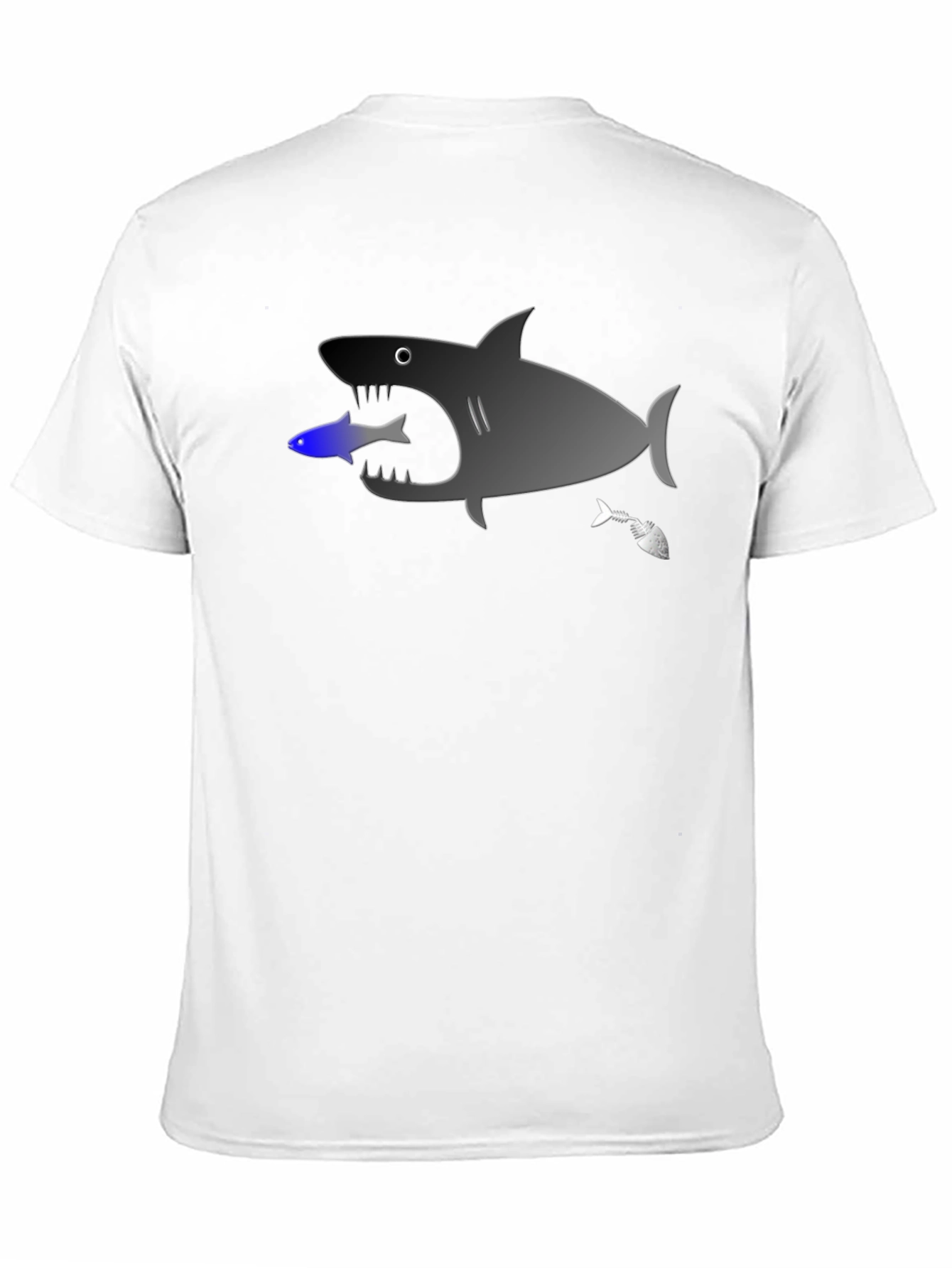 Shark Eating Fish Graphic Tee - Black Cotton T-Shirt