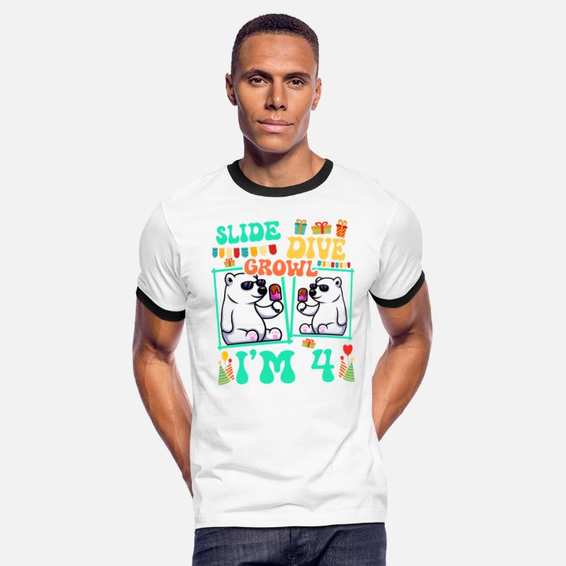 Slide Dive Growl I'm 4 Polar Bear Lover Kid 4th