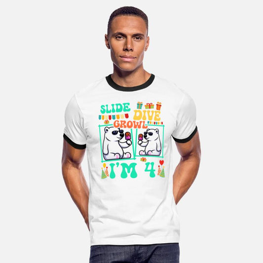 Slide Dive Growl I'm 4 Polar Bear Lover Kid 4th