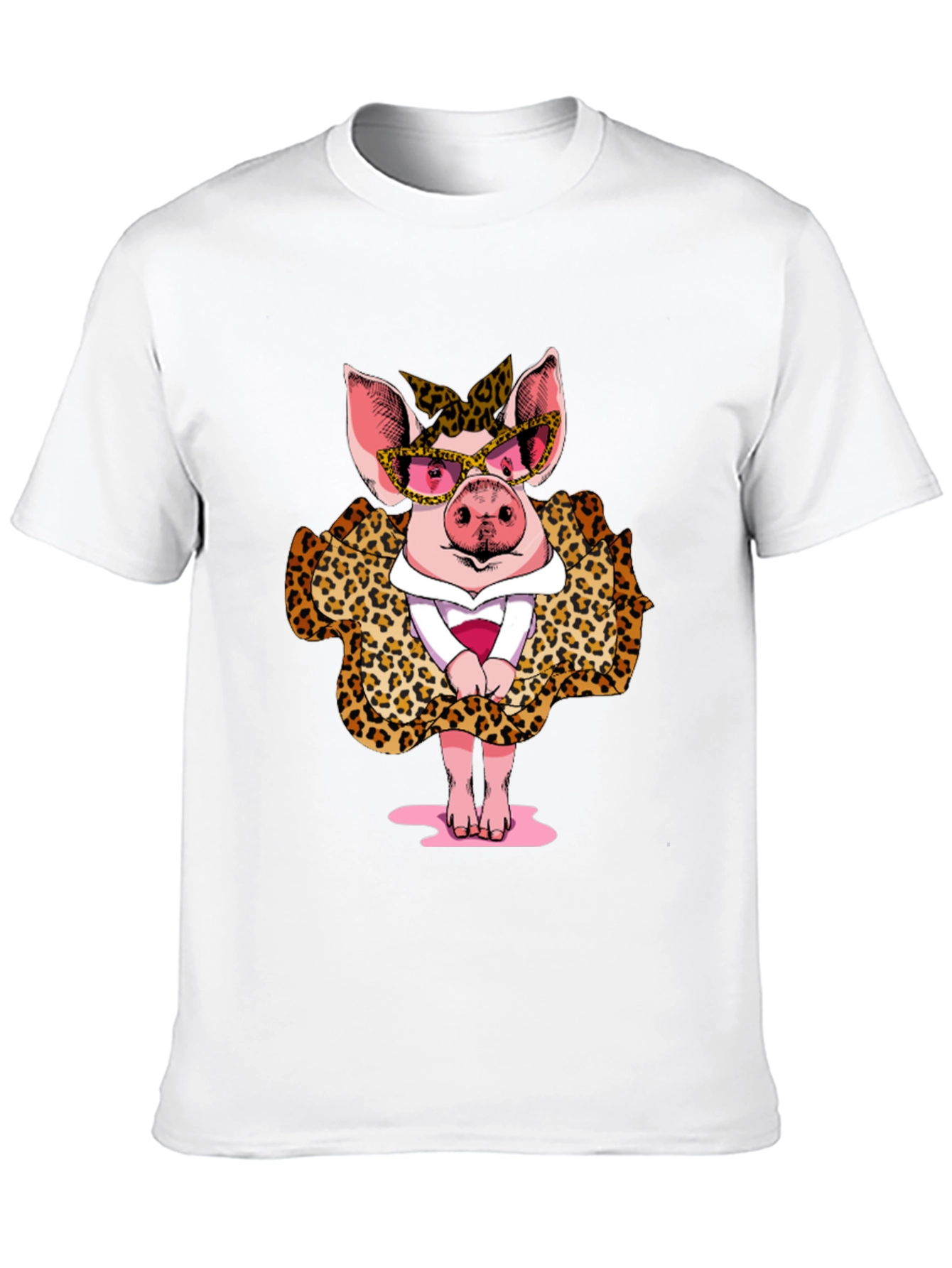 Pig in Leopard Print T-Shirt