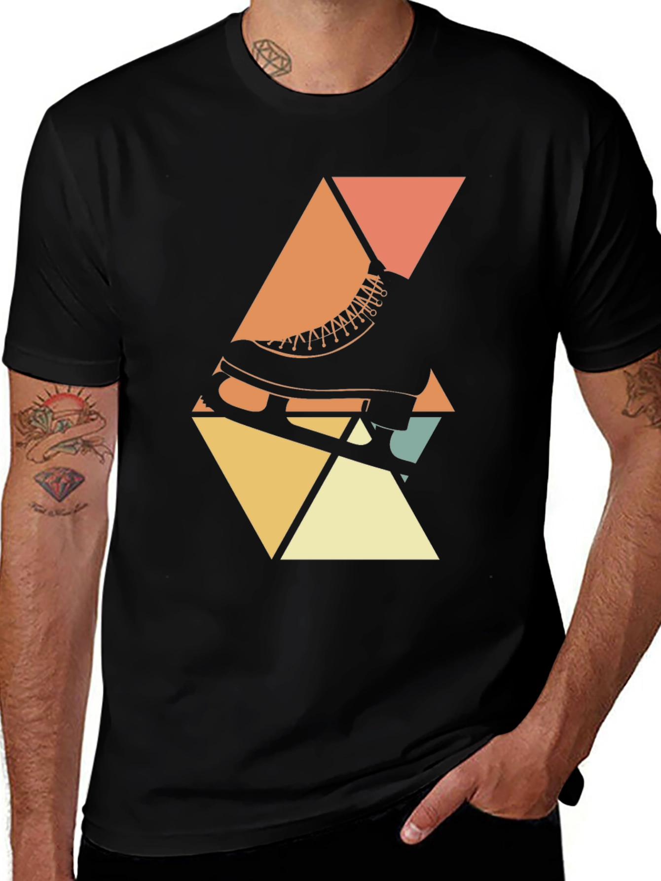 Retro Skate T-Shirt - Geometric Design