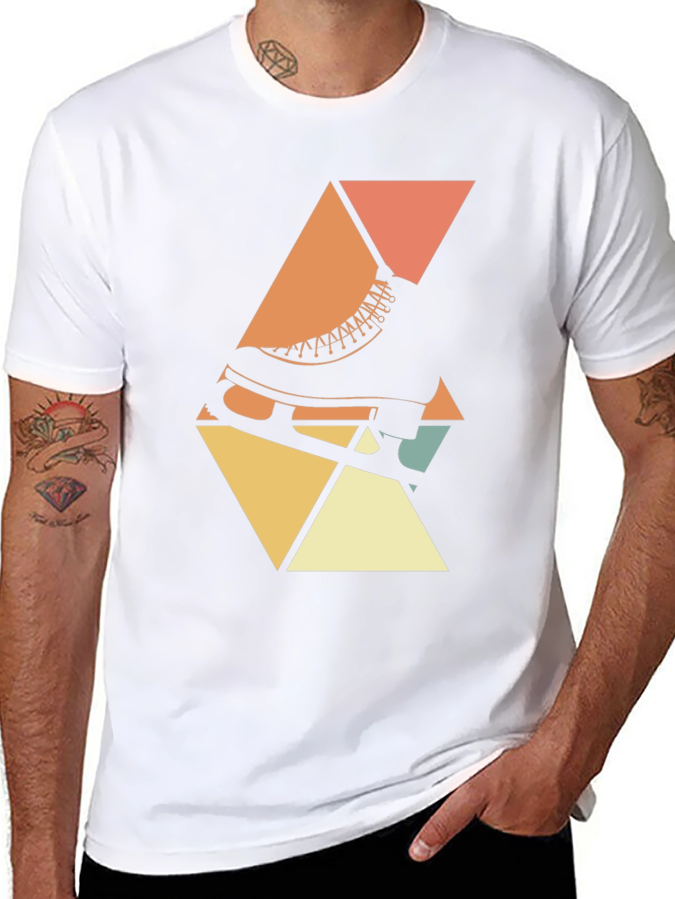 Retro Skate T-Shirt - Geometric Design