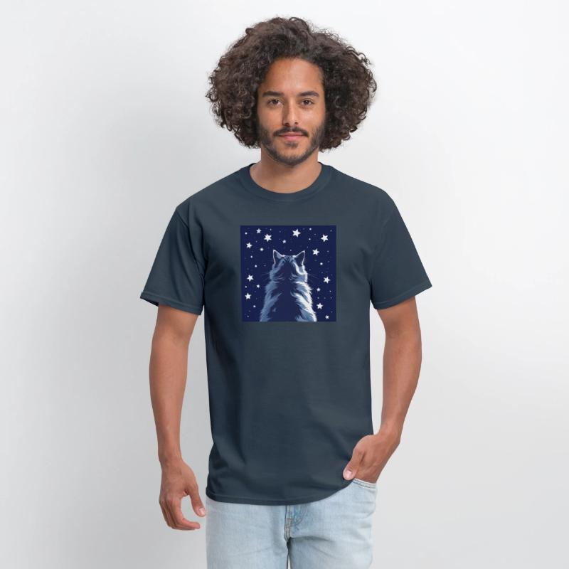 Star Gazer Cat Illustration