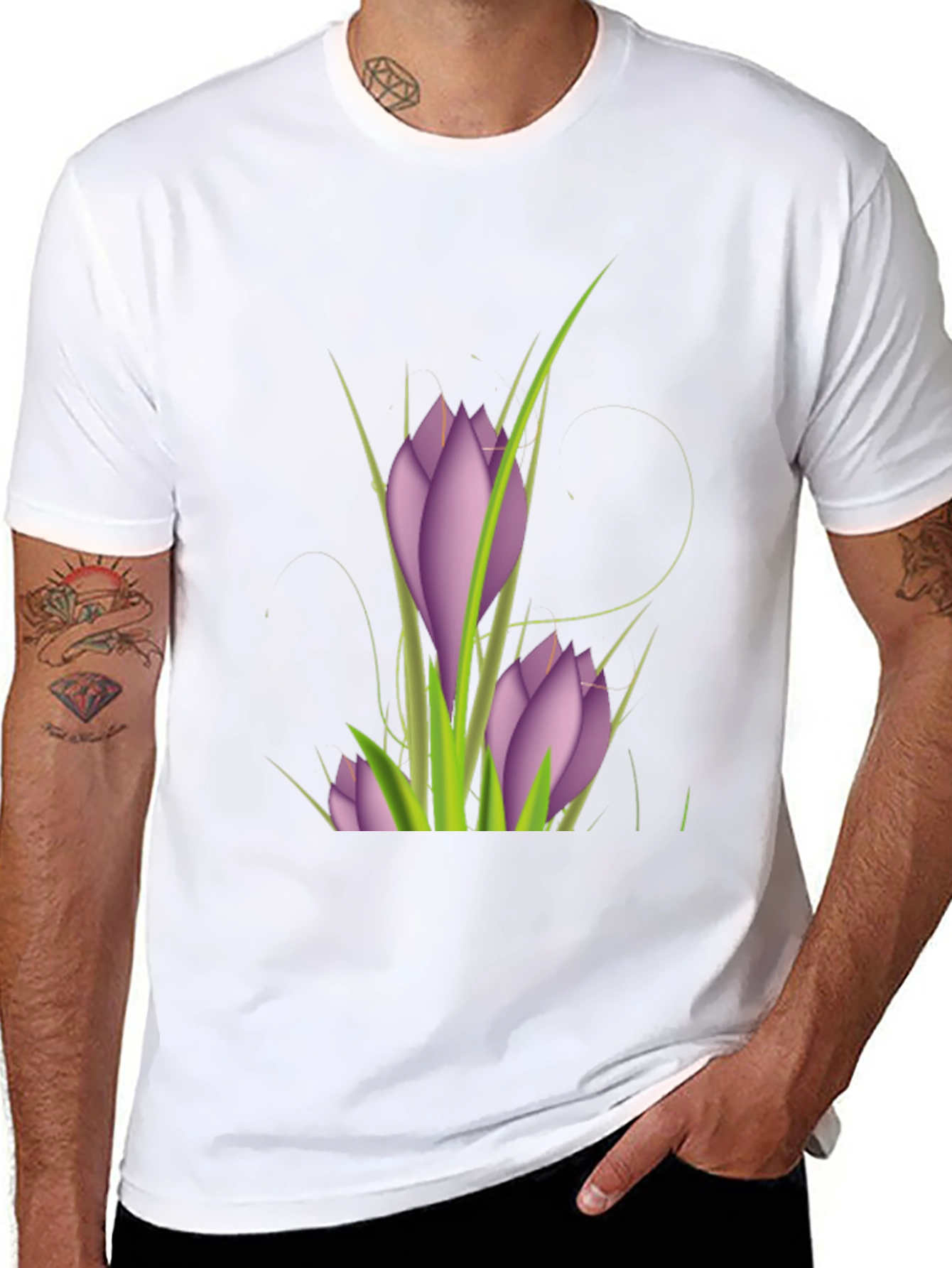Floral Print Black T-Shirt