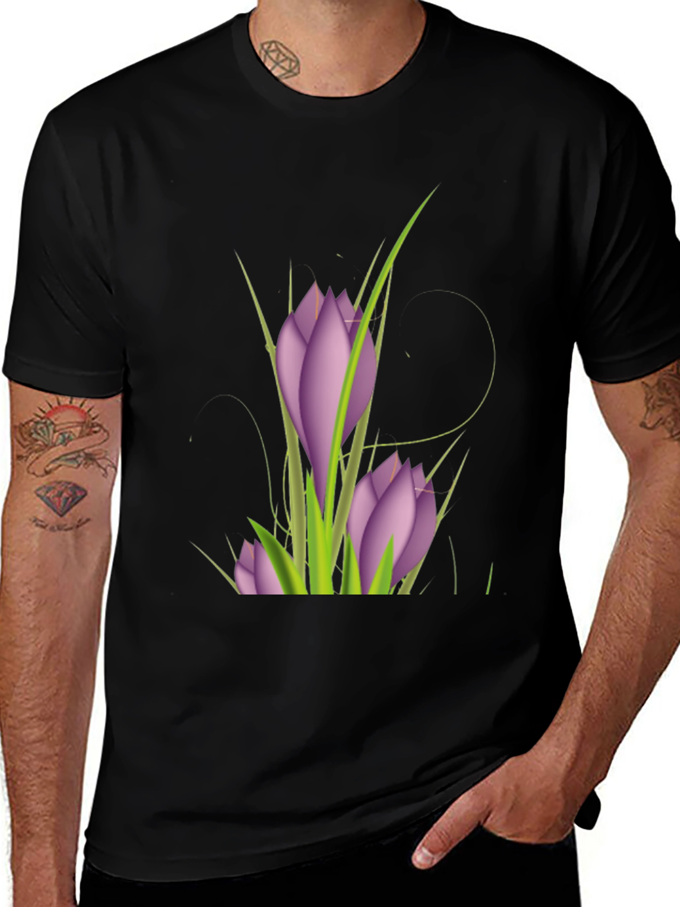 Floral Print Black T-Shirt