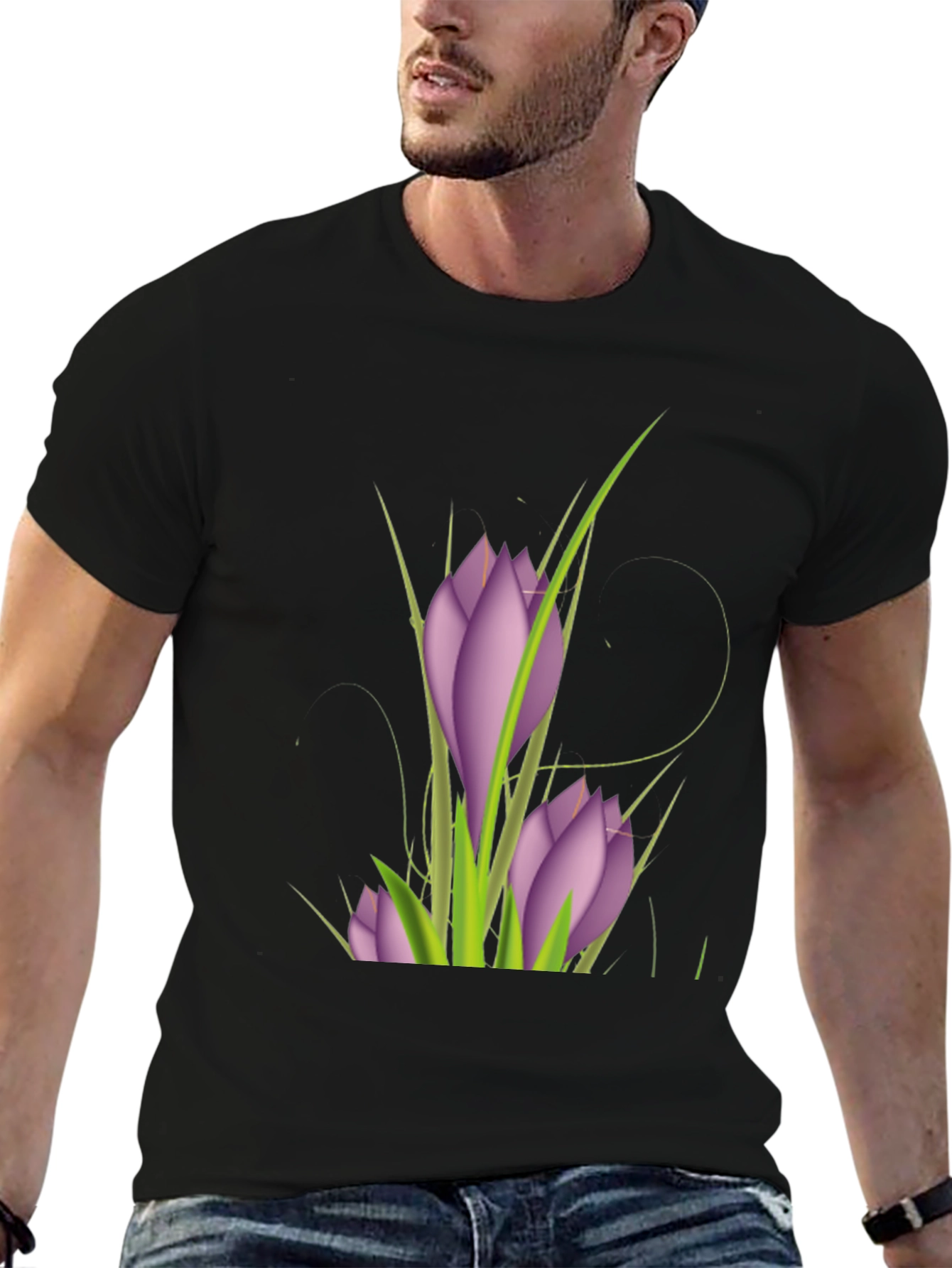 Floral Print Black T-Shirt