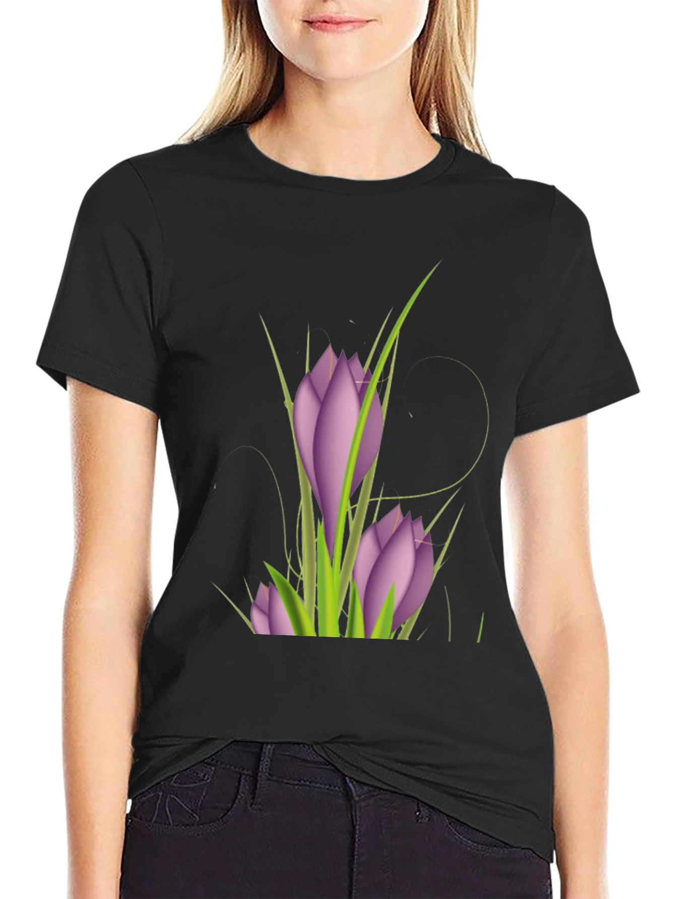 Floral Print Black T-Shirt